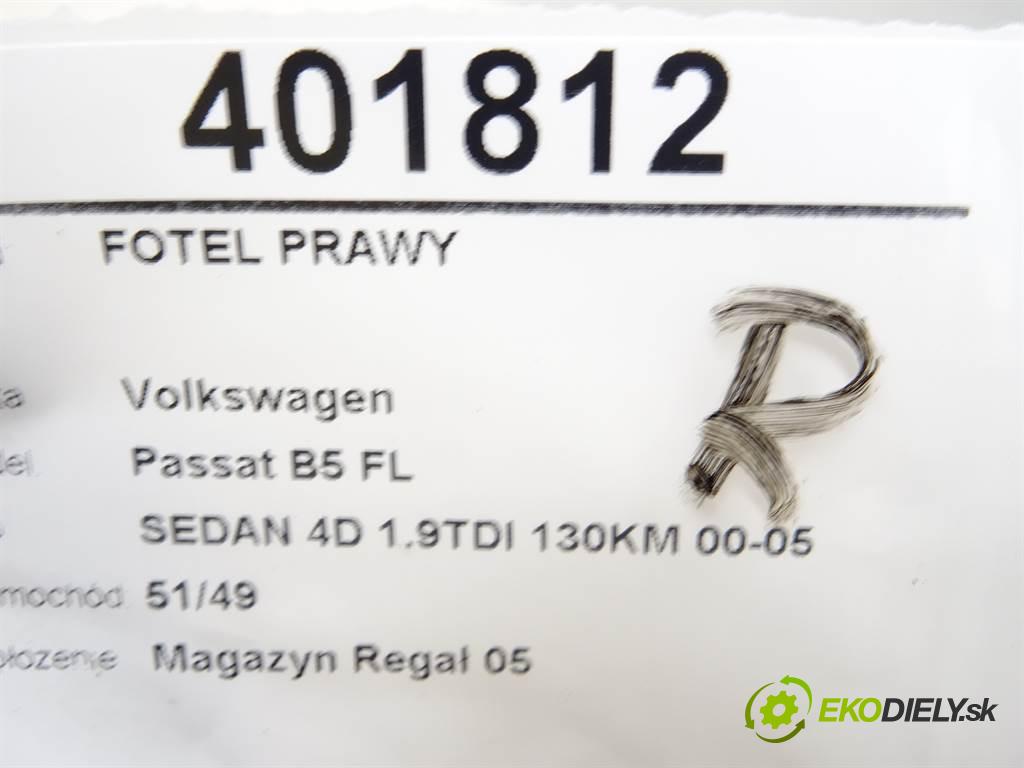 Volkswagen Passat B5 FL  2002 96 kW SEDAN 4D 1.9TDI 130KM 00-05 1900 sedadlo pravý  (Sedačky, sedadla)