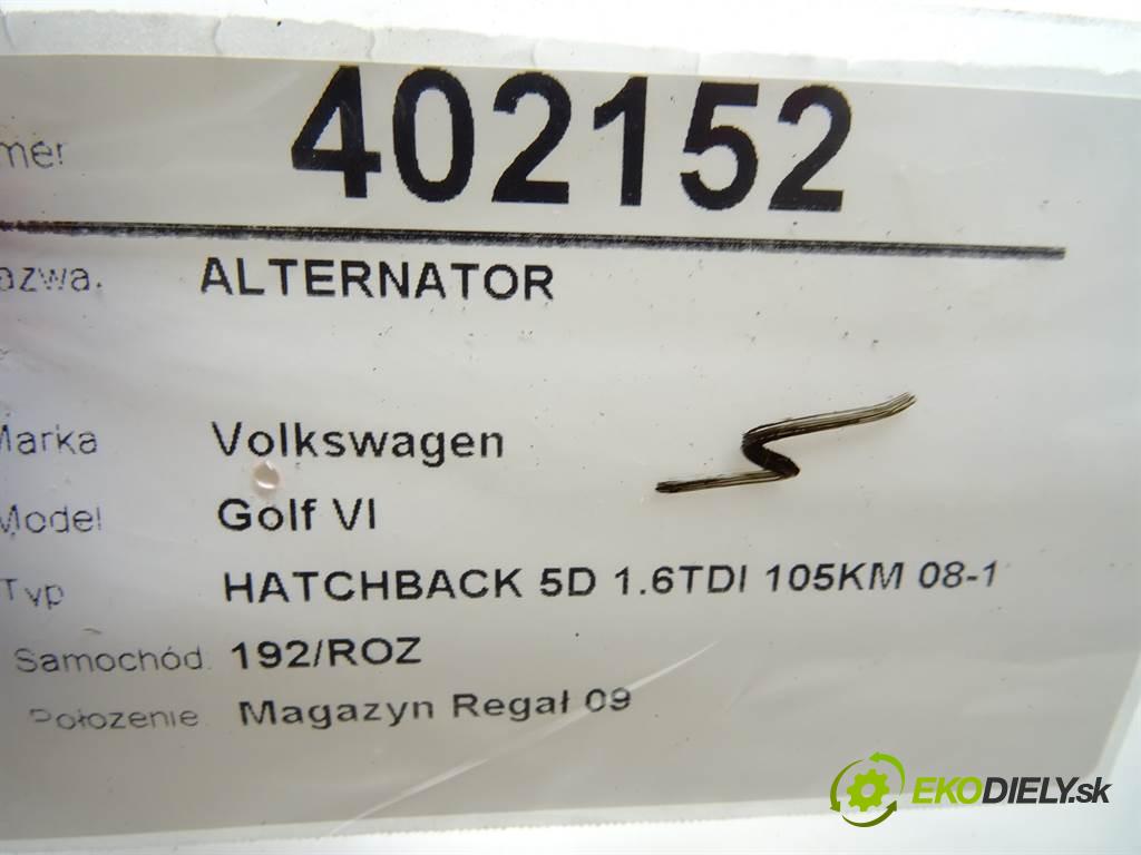 Volkswagen Golf VI  2012 77 kW HATCHBACK 5D 1.6TDI 105KM 08-13 1600 Alternátor 03L903023A (Alternátory)