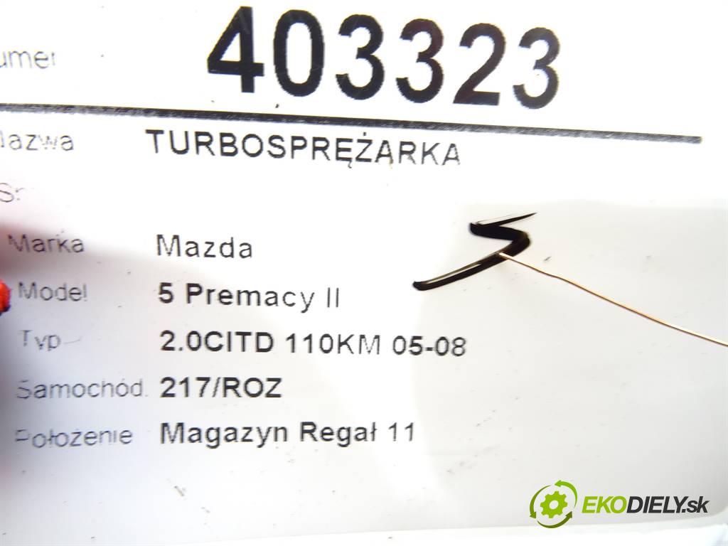 MAZDA 5 (CR19) 2005 - 2010    2.0 CD (CR19) 81 kW [110 KM] olej napędowy 2005 -   Turbodúchadlo,turbo VJ370608 (Turbodúchadlá (kompletné))