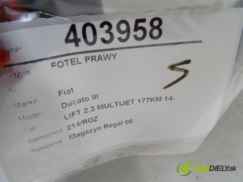 FIAT DUCATO Platforma / podwozie (250_) 2006 - 2022    180 Multijet 2,3 D 130 kW [177 KM] olej napędowy 2  Sedadlo pravy  (Sedačky, sedadlá)