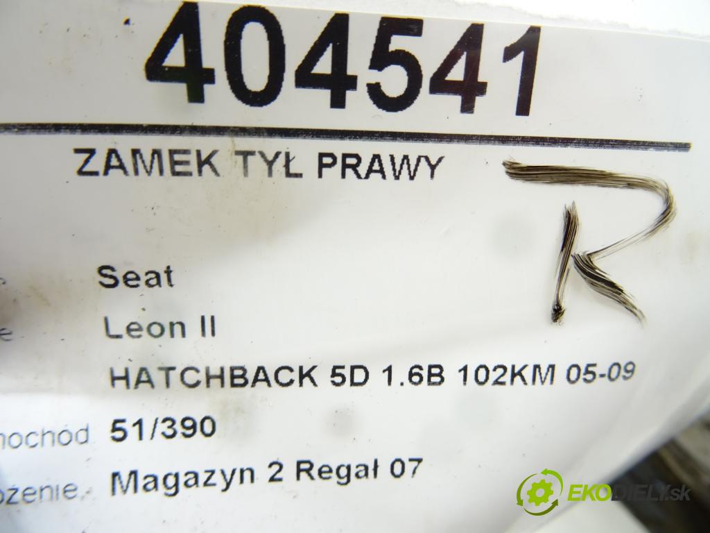 SEAT LEON (1P1) 2005 - 2013    1.6 75 kW [102 KM] benzyna 2005 - 2012  zámok zadní část pravý 1P0839016