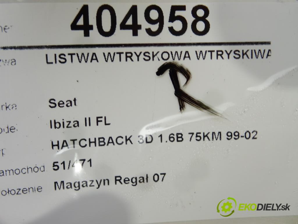 SEAT IBIZA II (6K1) 1993 - 2002    1.6 i 55 kW [75 KM] benzyna 1993 - 2002  Lišta vstrekovacia Vstrekovacie ventily 036031G (Vstrekovacie lišty)