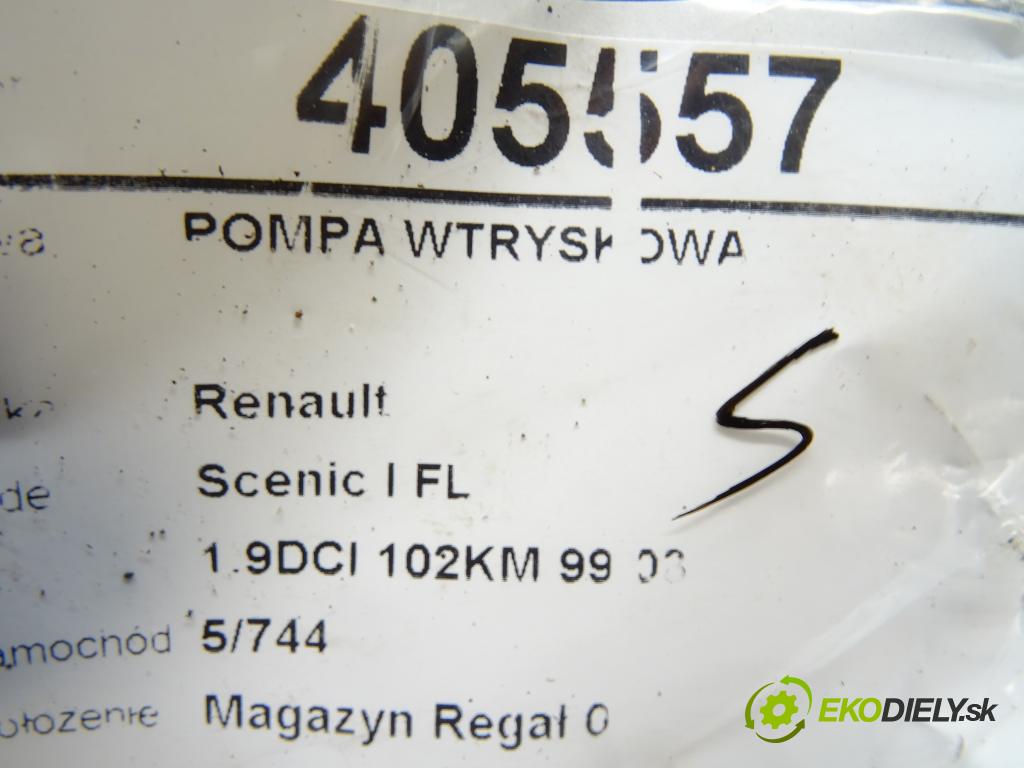 RENAULT SCÉNIC I nadwozie wielkoprzestrzenne (MPV) (JA0/1_, FA0_) 1999 - 2010    1.9 dCi RX4 75 kW [102 KM] olej napędowy 2000 - 20  pumpa vstřikovací 7700111010 (Vstřikovací čerpadla)