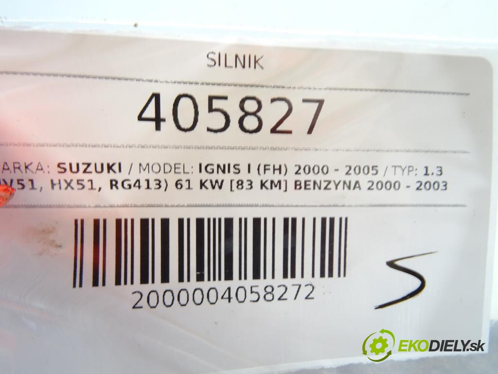 SUZUKI IGNIS I (FH) 2000 - 2005    1.3 (HV51, HX51, RG413) 61 kW [83 KM] benzyna 2000  motor M13A (Motory (kompletní))