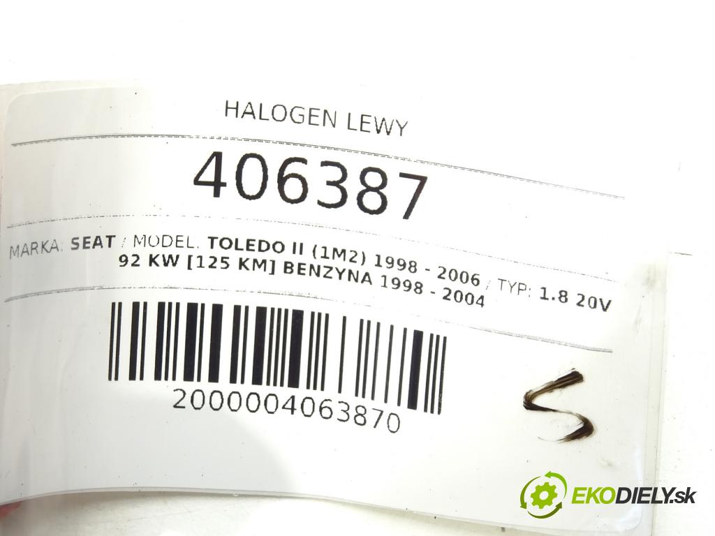 SEAT TOLEDO II (1M2) 1998 - 2006    1.8 20V 92 kW [125 KM] benzyna 1998 - 2004  hmlové svetlo, hmlovka levý