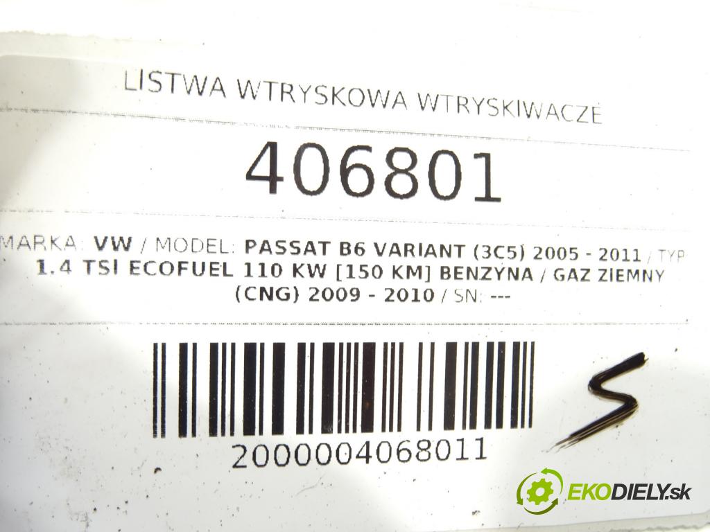VW PASSAT B6 Variant (3C5) 2005 - 2011    1.4 TSI EcoFuel 110 kW [150 KM] Benzyna / gaz ziem  Lišta vstrekovacia Vstrekovacie ventily 03C129041A 03C906039 (Vstrekovacie lišty)