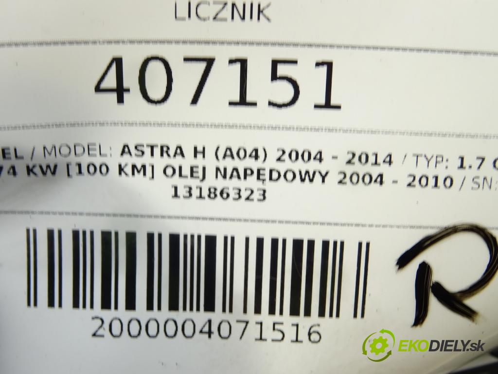OPEL ASTRA H (A04) 2004 - 2014    1.7 CDTI (L48) 74 kW [100 KM] olej napędowy 2004 -  Prístrojovka 13186323 (Prístrojové dosky, displeje)