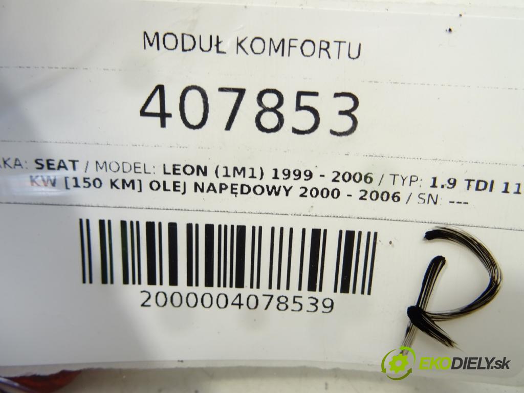 SEAT LEON (1M1) 1999 - 2006    1.9 TDI 110 kW [150 KM] olej napędowy 2000 - 2006  Modul komfortu 1J0959799S (Moduly komfortu)