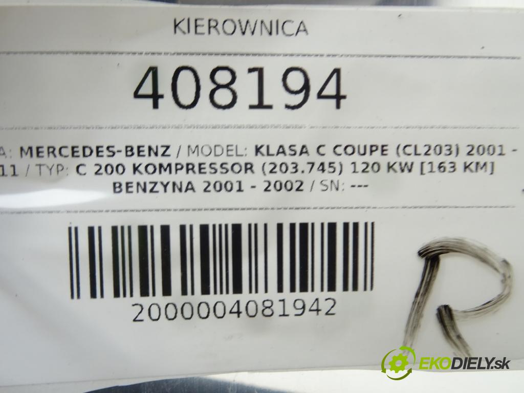 MERCEDES-BENZ KLASA C coupe (CL203) 2001 - 2011    C 200 Kompressor (203.745) 120 kW [163 KM] benzyna  Volant A2034601103 (Volanty)