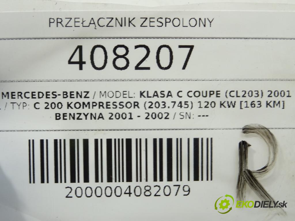 MERCEDES-BENZ KLASA C coupe (CL203) 2001 - 2011    C 200 Kompressor (203.745) 120 kW [163 KM] benzyna  Prepínač kombinovaný 2035450010 (Prepínače, spínače, tlačidlá a ovládače kúrenia)