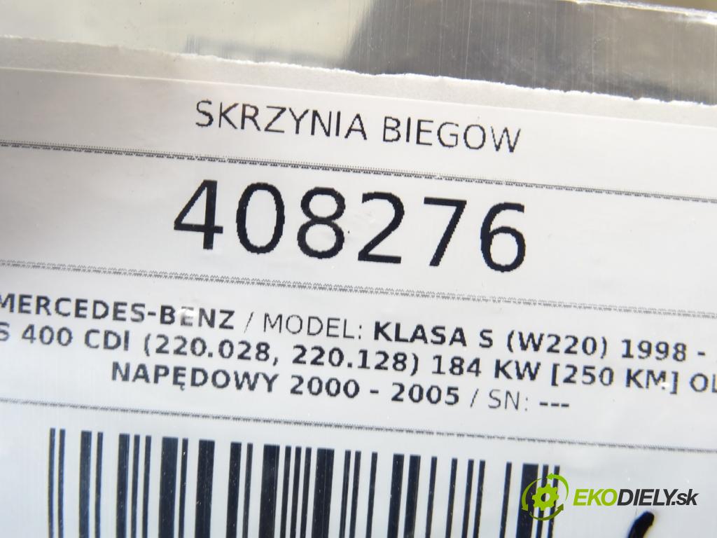 MERCEDES-BENZ KLASA S (W220) 1998 - 2005    S 400 CDI (220.028, 220.128) 184 kW [250 KM] olej   Prevodovka 2202707100 (Prevodovky)