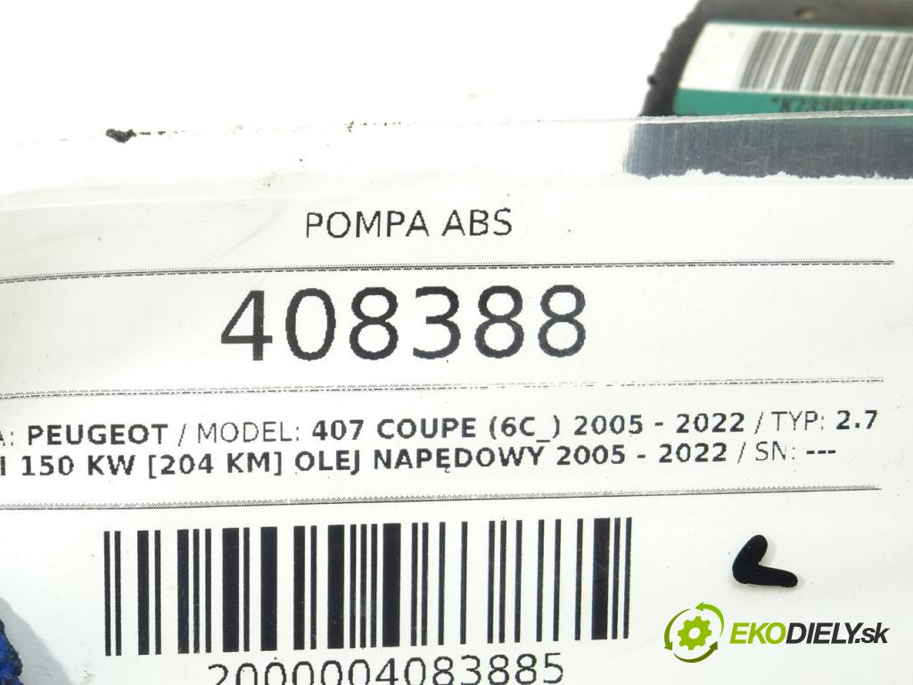 PEUGEOT 407 coupe (6C_) 2005 - 2022    2.7 HDi 150 kW [204 KM] olej napędowy 2005 - 2022  Pumpa ABS 15848405 (Pumpy ABS)