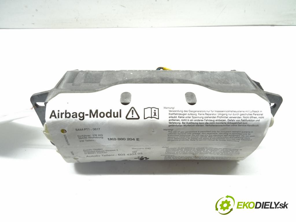 VW GOLF V (1K1) 2003 - 2010    1.9 TDI 77 kW [105 KM] olej napędowy 2003 - 2008  AirBag spolujazdca 1K0880204E (Airbagy)