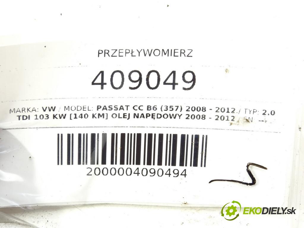 VW PASSAT CC B6 (357) 2008 - 2012    2.0 TDI 103 kW [140 KM] olej napędowy 2008 - 2012  Váha vzduchu 03G906461C (Váhy vzduchu)