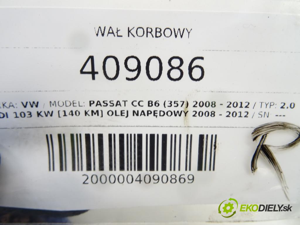 VW PASSAT CC B6 (357) 2008 - 2012    2.0 TDI 103 kW [140 KM] olej napędowy 2008 - 2012  kardaň hřídel KORBOVÝ: CBA 03G105212C (Ostatní)
