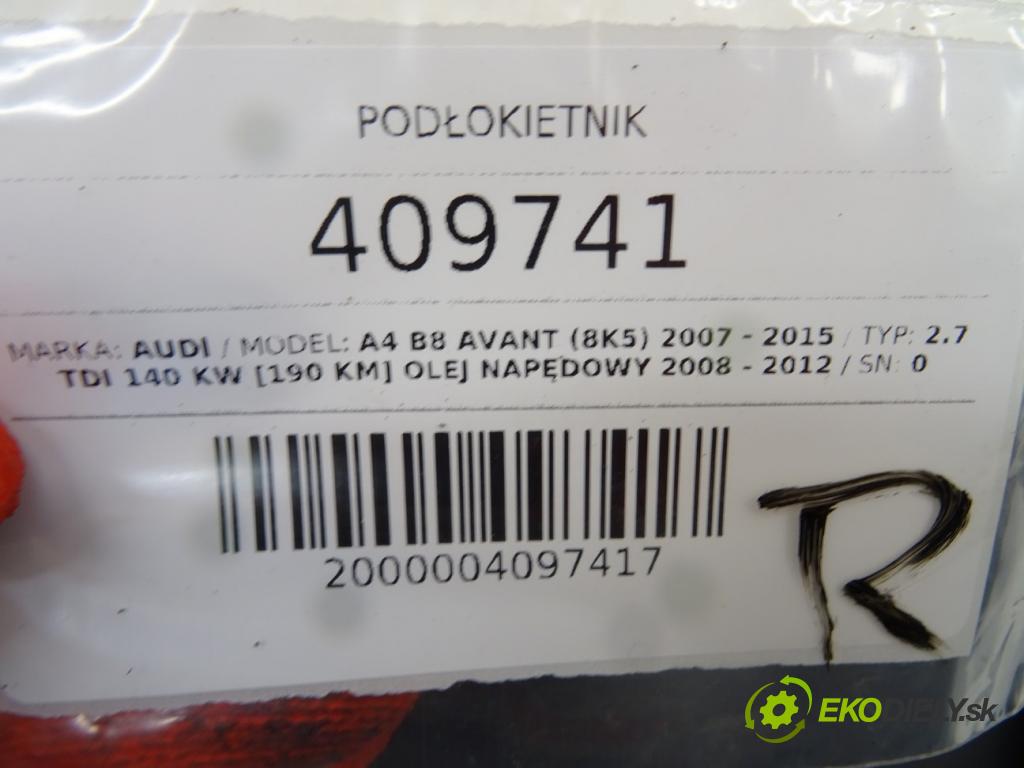 AUDI A4 B8 Avant (8K5) 2007 - 2015    2.7 TDI 140 kW [190 KM] olej napędowy 2008 - 2012  Lakťová opierka 8K0864283 (Lakťové opierky)