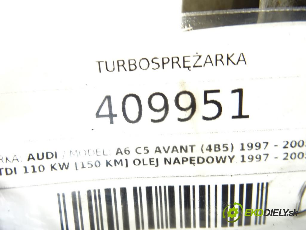 AUDI A6 C5 Avant (4B5) 1997 - 2005    2.5 TDI 110 kW [150 KM] olej napędowy 1997 - 2005  Turbodúchadlo,turbo 059145701C (Turbodúchadlá (kompletné))