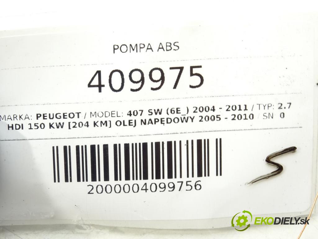 PEUGEOT 407 SW (6E_) 2004 - 2011    2.7 HDi 150 kW [204 KM] olej napędowy 2005 - 2010  Pumpa ABS 0265950658 (Pumpy ABS)