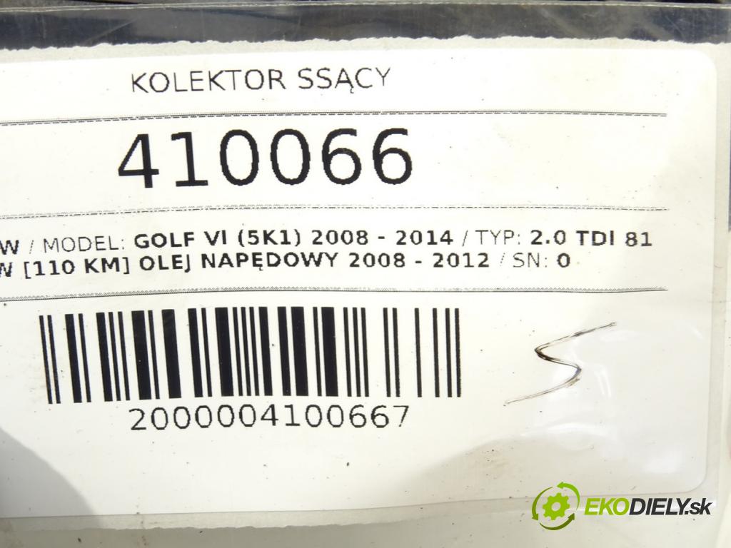 VW GOLF VI (5K1) 2008 - 2014    2.0 TDI 81 kW [110 KM] olej napędowy 2008 - 2012  Potrubie sacie, sanie 03L129711AG (Sacie potrubia)