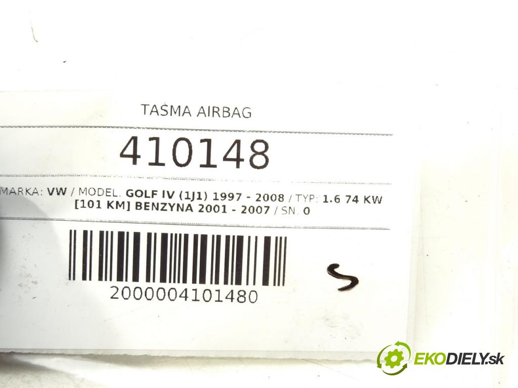 VW GOLF IV (1J1) 1997 - 2008    1.6 74 kW [101 KM] benzyna 2001 - 2007  Krúžok, slimák airbag 1J0959653 (Airbagy)