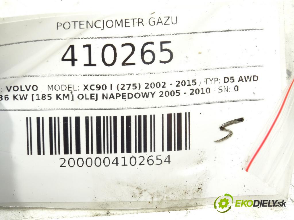 VOLVO XC90 I (275) 2002 - 2015    D5 AWD 136 kW [185 KM] olej napędowy 2005 - 2010  Potenciometer plynového pedálu 30683518 (Pedále)