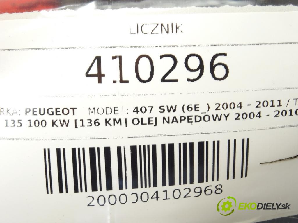 PEUGEOT 407 SW (6E_) 2004 - 2011    2.0 HDi 135 100 kW [136 KM] olej napędowy 2004 - 2  Prístrojovka 9658138280 (Prístrojové dosky, displeje)