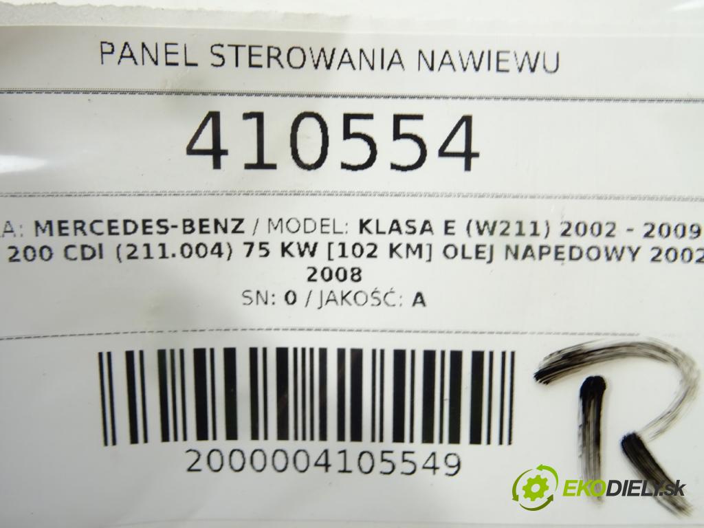 MERCEDES-BENZ KLASA E (W211) 2002 - 2009    E 200 CDI (211.004) 75 kW [102 KM] olej napędowy 2  Panel ovládania kúrenia 2118300085 (Prepínače, spínače, tlačidlá a ovládače kúrenia)