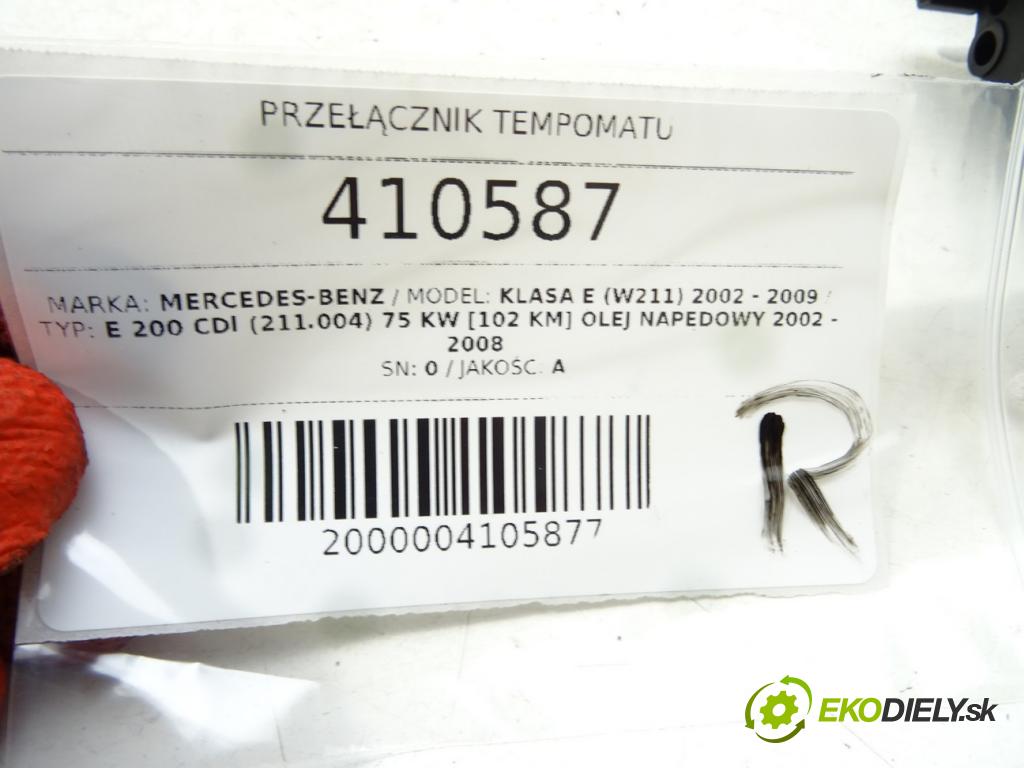 MERCEDES-BENZ KLASA E (W211) 2002 - 2009    E 200 CDI (211.004) 75 kW [102 KM] olej napędowy 2  přepínač tempomatu A0085452524