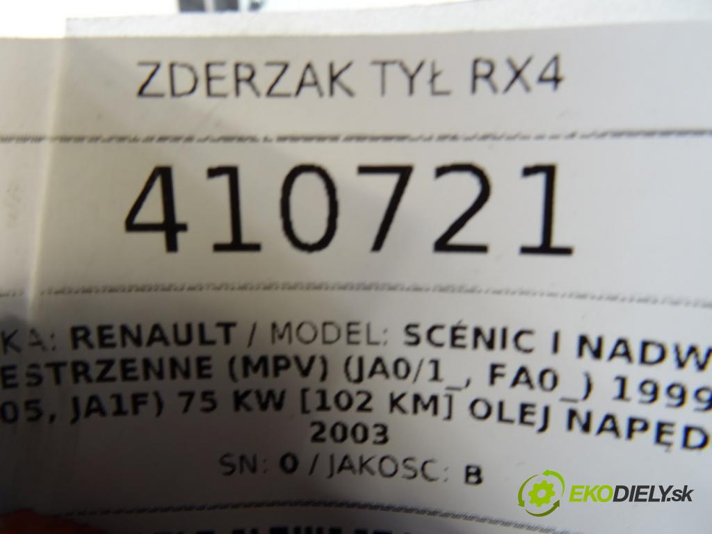 RENAULT SCÉNIC I nadwozie wielkoprzestrzenne (MPV) (JA0/1_, FA0_) 1999 - 2010    1.9 dCi (JA05, JA1F) 75 kW [102 KM] olej napędowy   nárazník zadní část RX4 0