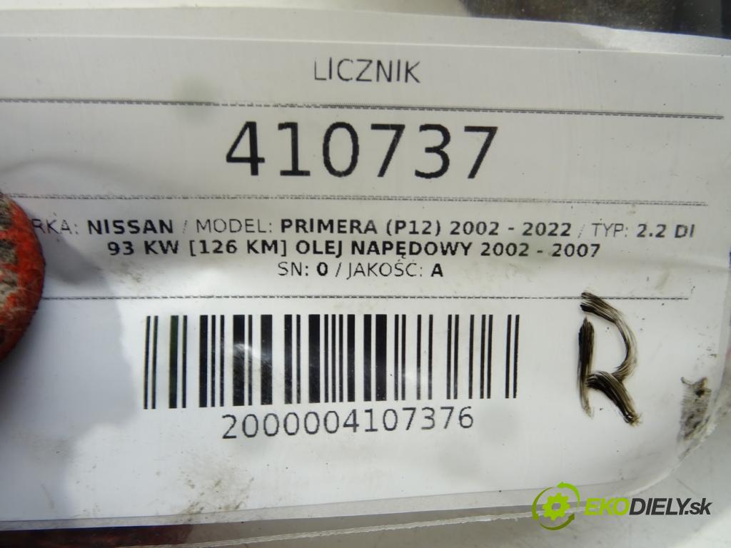NISSAN PRIMERA (P12) 2002 - 2022    2.2 Di 93 kW [126 KM] olej napędowy 2002 - 2007  Prístrojovka AV619 (Prístrojové dosky, displeje)