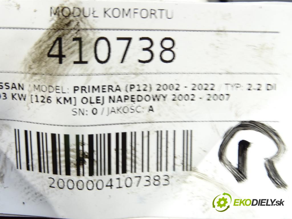 NISSAN PRIMERA (P12) 2002 - 2022    2.2 Di 93 kW [126 KM] olej napędowy 2002 - 2007  Modul komfortu  (Moduly komfortu)