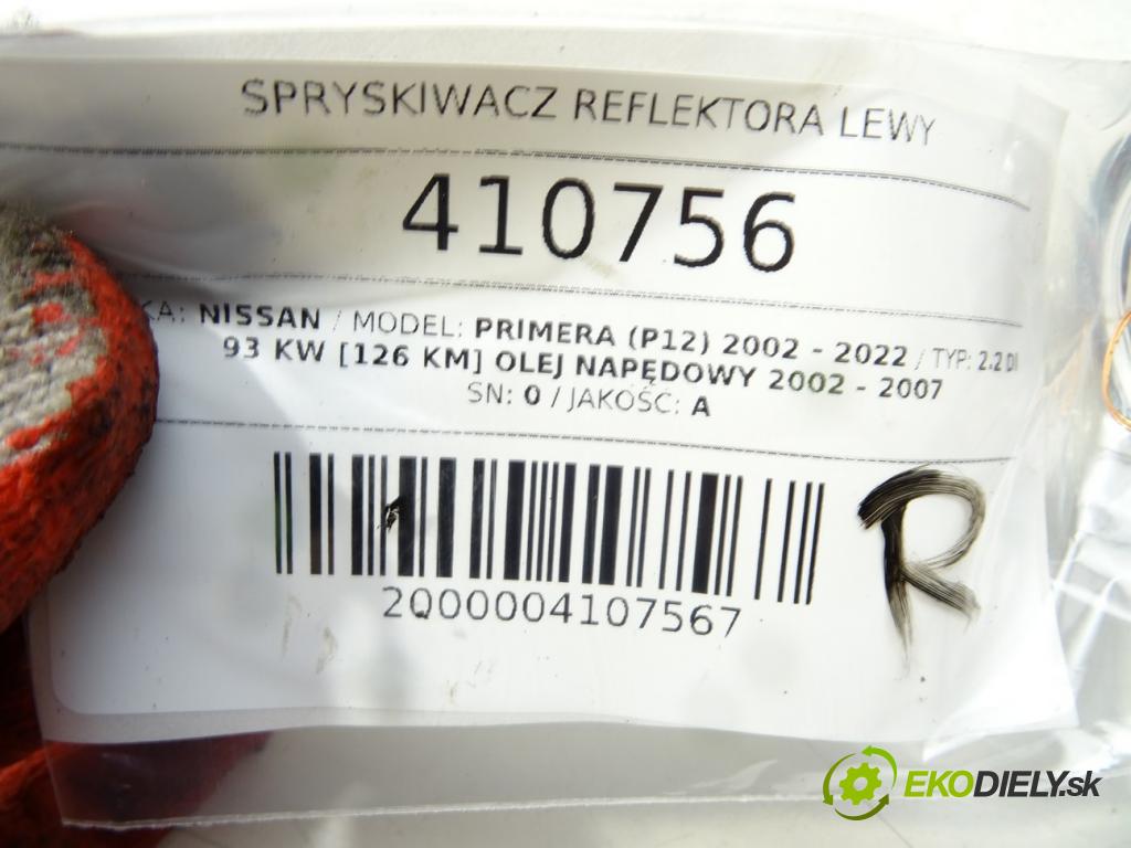 NISSAN PRIMERA (P12) 2002 - 2022    2.2 Di 93 kW [126 KM] olej napędowy 2002 - 2007  ostrekovača svetla ľavy 0 (Motorčeky, čerpadlá ostrekovačov)