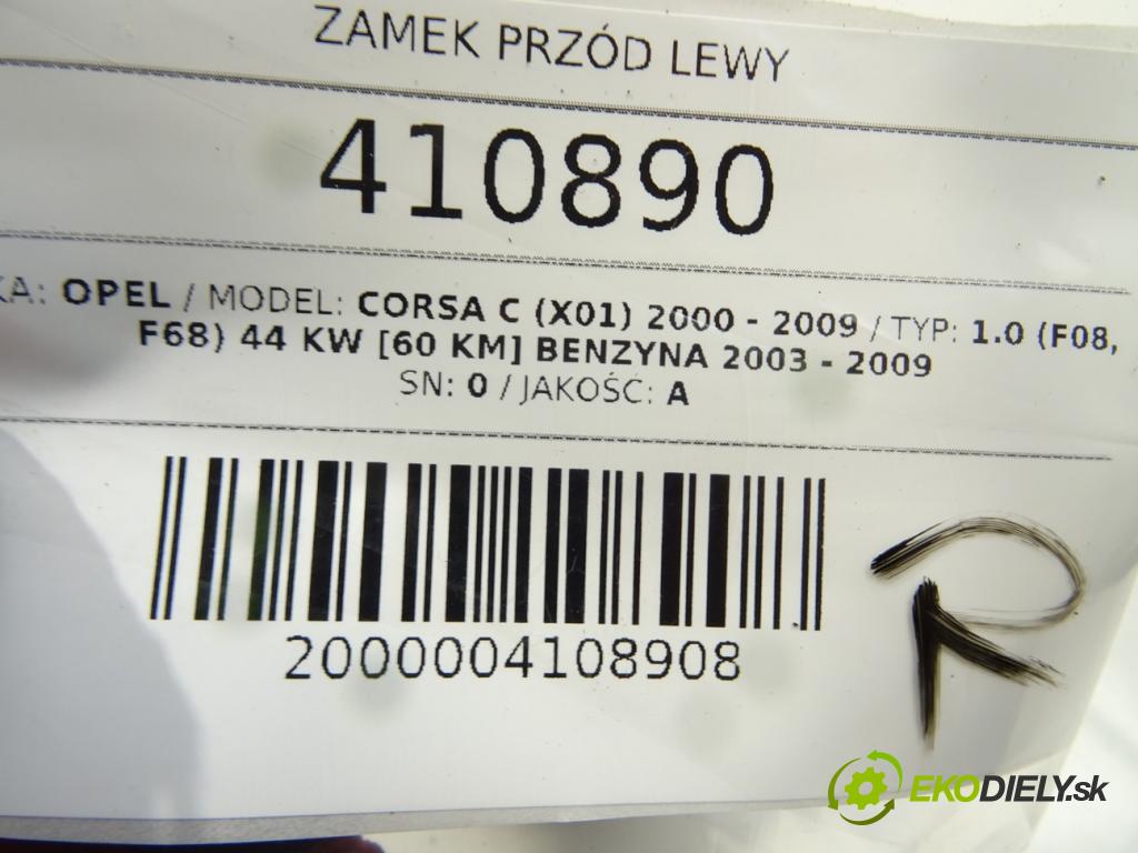 OPEL CORSA C (X01) 2000 - 2009    1.0 (F08, F68) 44 kW [60 KM] benzyna 2003 - 2009  zámok přední část levý
