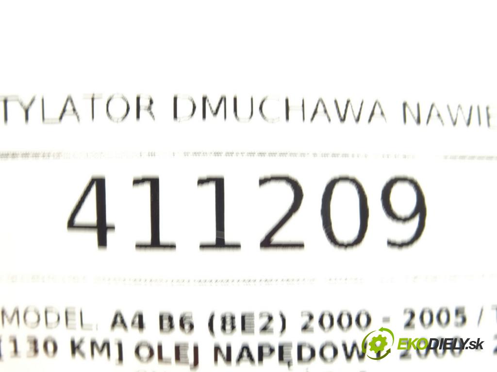 AUDI A4 B6 (8E2) 2000 - 2005    1.9 TDI 96 kW [130 KM] olej napędowy 2000 - 2004  Ventilátor ventilátor kúrenia 8E2820021A (Ventilátory kúrenia)