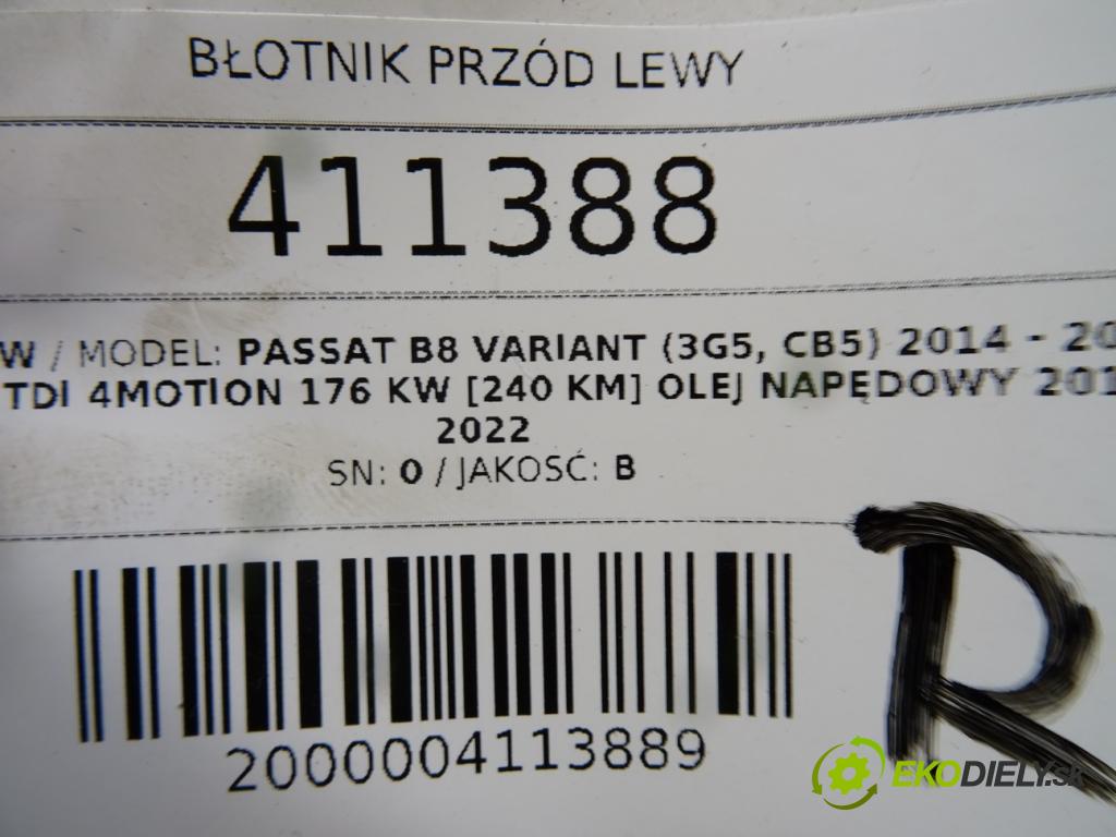 VW PASSAT B8 Variant (3G5, CB5) 2014 - 2022    2.0 TDI 4motion 176 kW [240 KM] olej napędowy 2014  Blatník predný ľavy  (Predné ľavé)
