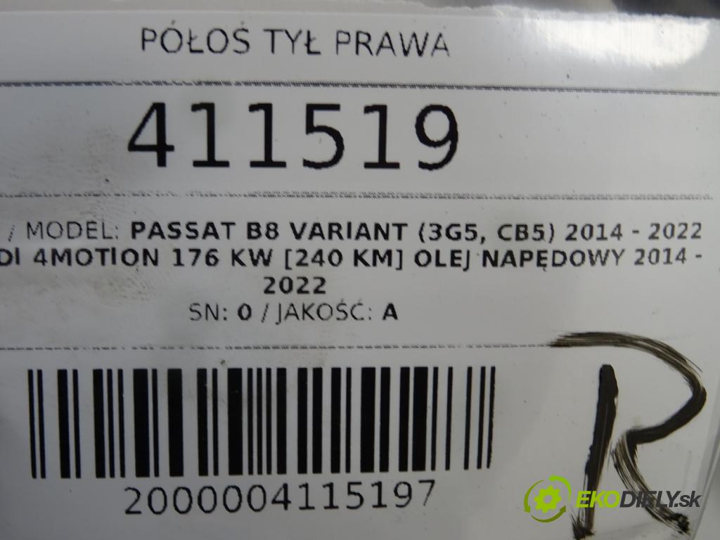 VW PASSAT B8 Variant (3G5, CB5) 2014 - 2022    2.0 TDI 4motion 176 kW [240 KM] olej napędowy 2014  Poloos zad pravá 3Q0501204D