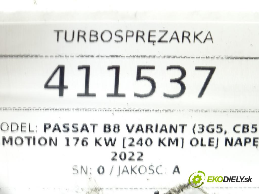 VW PASSAT B8 Variant (3G5, CB5) 2014 - 2022    2.0 TDI 4motion 176 kW [240 KM] olej napędowy 2014  Turbodúchadlo,turbo 03N145401G (Turbodúchadlá (kompletné))