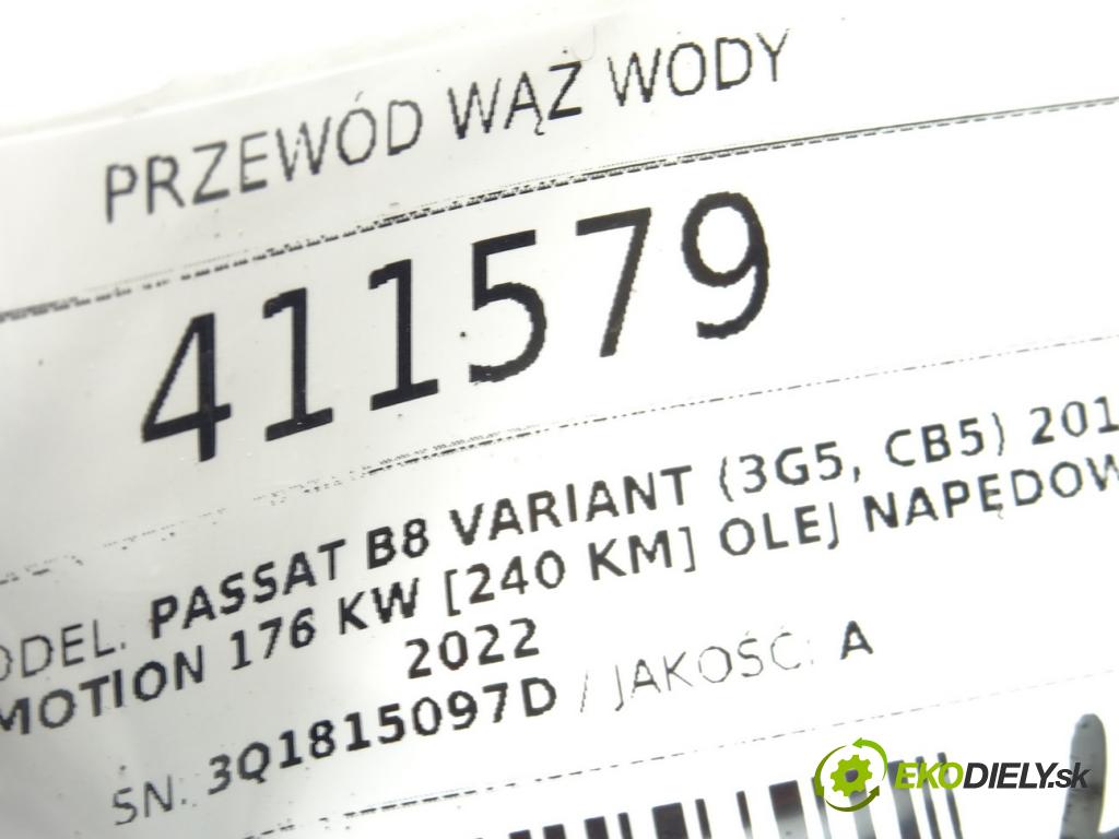 VW PASSAT B8 Variant (3G5, CB5) 2014 - 2022    2.0 TDI 4motion 176 kW [240 KM] olej napędowy 2014  Rúrka hadica vody 3Q1815097D