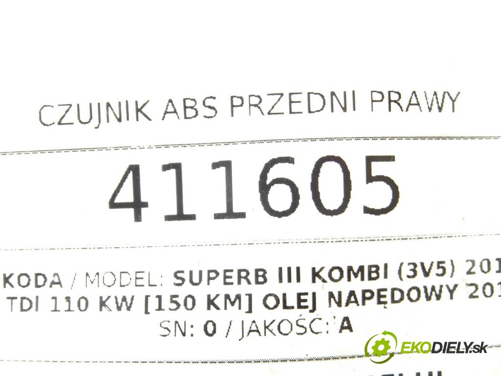 SKODA SUPERB III Kombi (3V5) 2015 - 2022    2.0 TDI 110 kW [150 KM] olej napędowy 2015 - 2022  Snímač ABS predný pravy 100711-52743 (Snímače ABS)