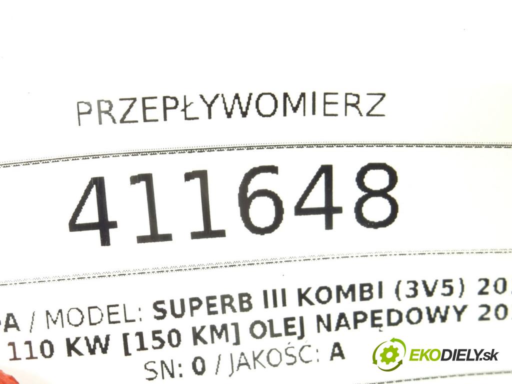 SKODA SUPERB III Kombi (3V5) 2015 - 2022    2.0 TDI 110 kW [150 KM] olej napędowy 2015 - 2022  Váha vzduchu 05L906461B (Váhy vzduchu)