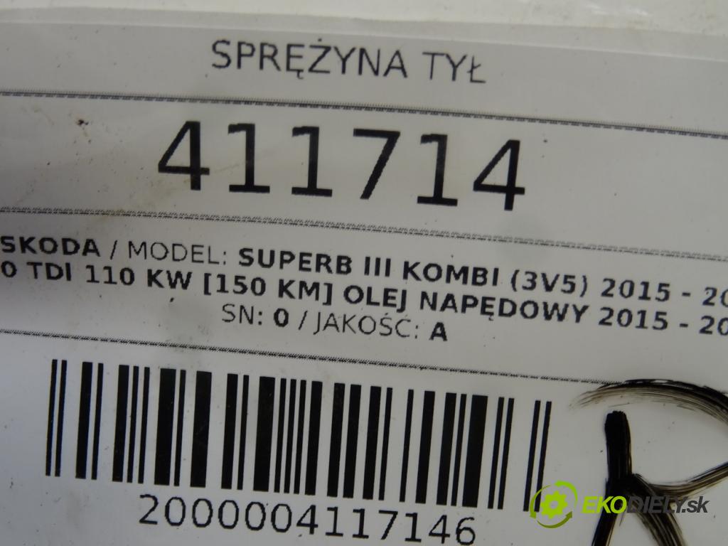 SKODA SUPERB III Kombi (3V5) 2015 - 2022    2.0 TDI 110 kW [150 KM] olej napędowy 2015 - 2022  Pružina zad  (Ostatné)