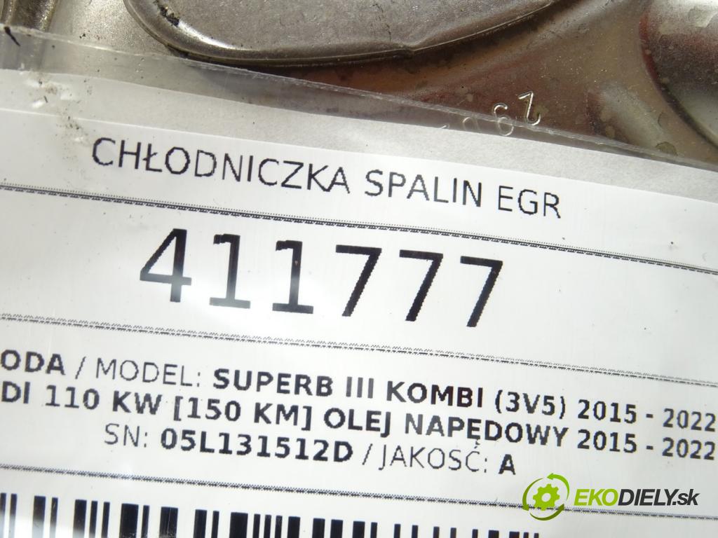 SKODA SUPERB III Kombi (3V5) 2015 - 2022    2.0 TDI 110 kW [150 KM] olej napędowy 2015 - 2022  Chladič spalín EGR 05L131512D