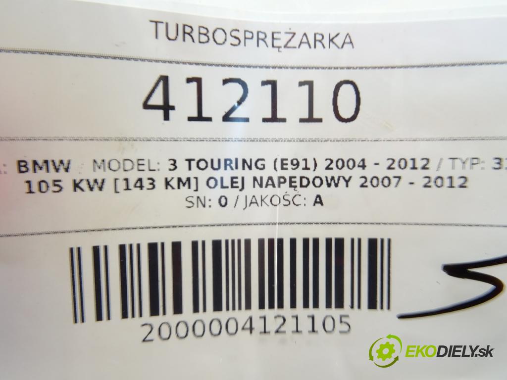 BMW 3 Touring (E91) 2004 - 2012    318 d 105 kW [143 KM] olej napędowy 2007 - 2012  Turbodúchadlo,turbo 781232102 (Turbodúchadlá (kompletné))