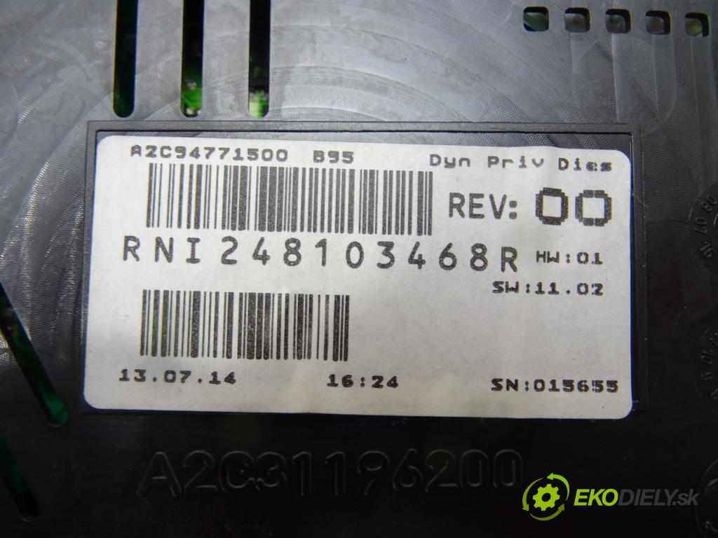 RENAULT MEGANE III Grandtour (KZ0/1) 2008 - 2022 1.5 dCi (KZ09, KZ0D, KZ1G, KZ29, KZ14, KZ1W, KZ10, Prístrojovka 248103468R (Prístrojové dosky, displeje)
