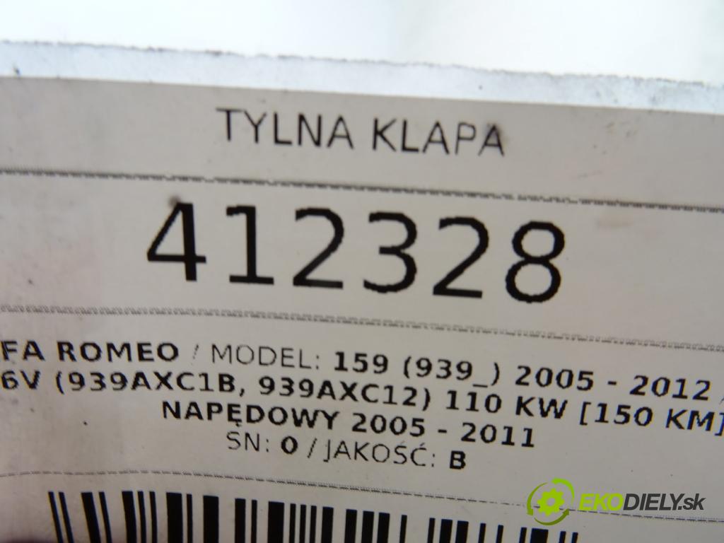 ALFA ROMEO 159 (939_) 2005 - 2012    1.9 JTDM 16V (939AXC1B, 939AXC12) 110 kW [150 KM]   zadní část kapota  (Zadní kapoty)