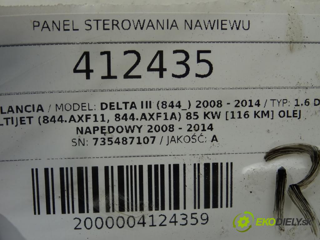 LANCIA DELTA III (844_) 2008 - 2014    1.6 D Multijet (844.AXF11, 844.AXF1A) 85 kW [116 K  Panel ovládania kúrenia 735487107 (Prepínače, spínače, tlačidlá a ovládače kúrenia)
