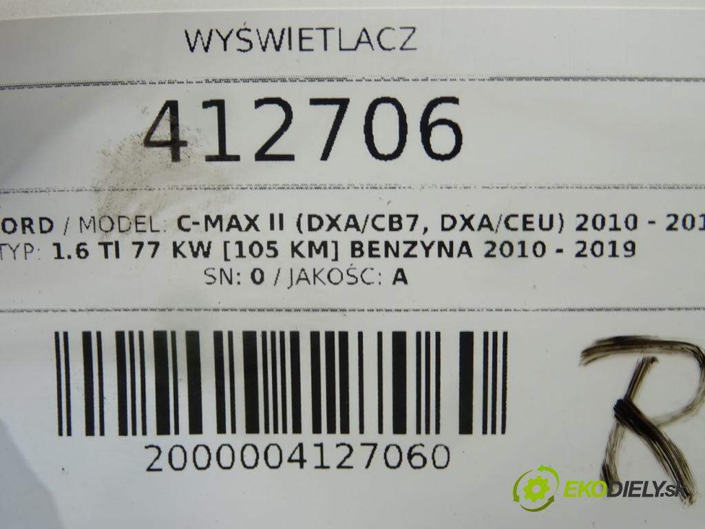FORD C-MAX II (DXA/CB7, DXA/CEU) 2010 - 2019    1.6 Ti 77 kW [105 KM] benzyna 2010 - 2019  Dislpej DM5T-18B955-AB (Prístrojové dosky, displeje)