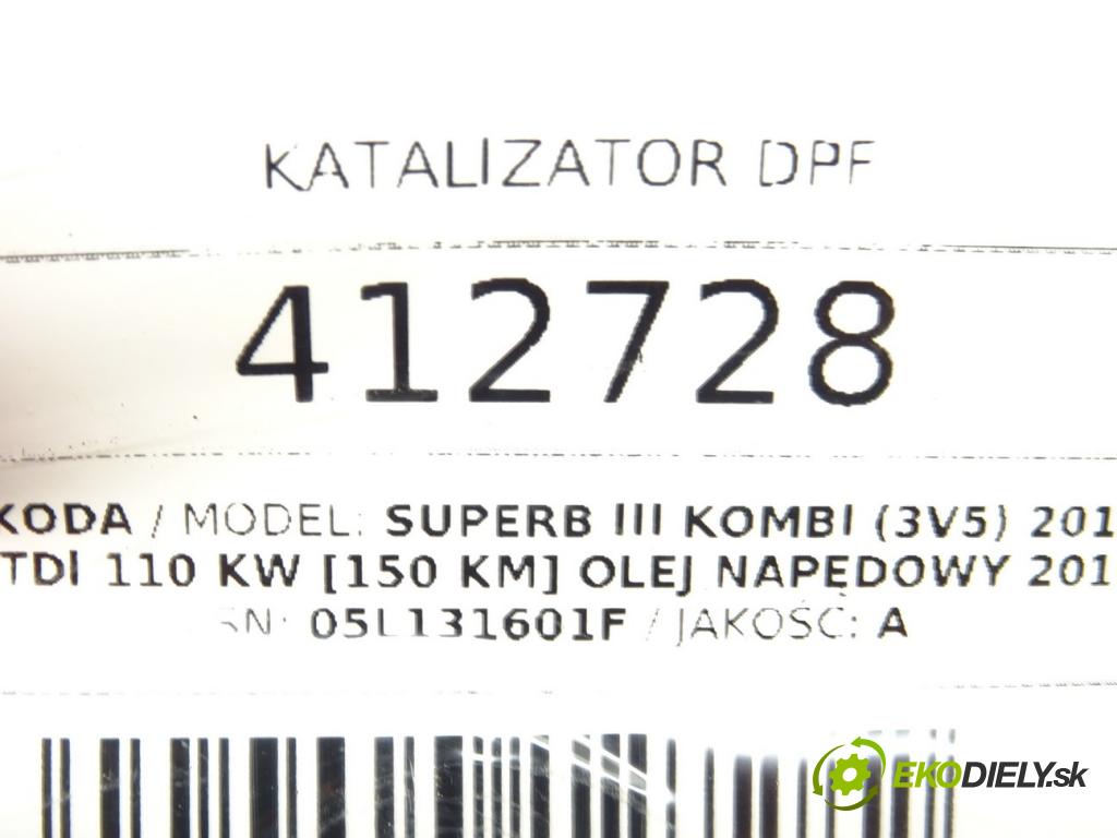 SKODA SUPERB III Kombi (3V5) 2015 - 2022    2.0 TDI 110 kW [150 KM] olej napędowy 2015 - 2022  katalyzátor DPF 05L131601F