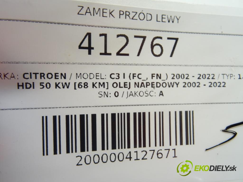 CITROEN C3 I (FC_, FN_) 2002 - 2022    1.4 HDi 50 kW [68 KM] olej napędowy 2002 - 2022  zámok přední část levý