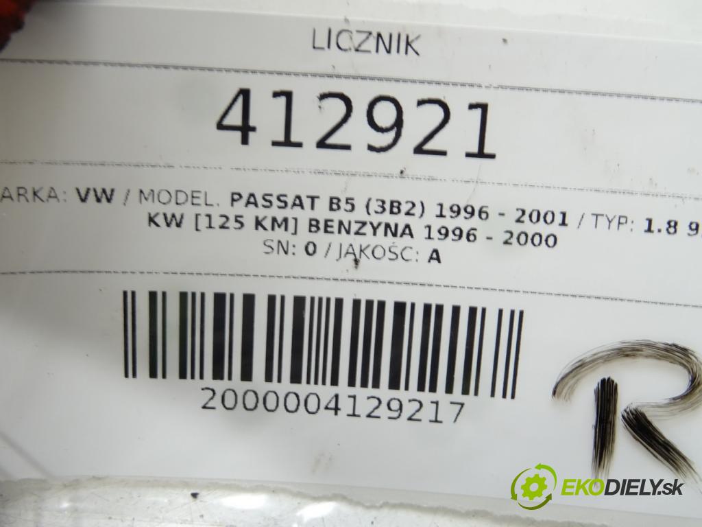 VW PASSAT B5 (3B2) 1996 - 2001    1.8 92 kW [125 KM] benzyna 1996 - 2000  Prístrojovka 3B1919880 (Prístrojové dosky, displeje)